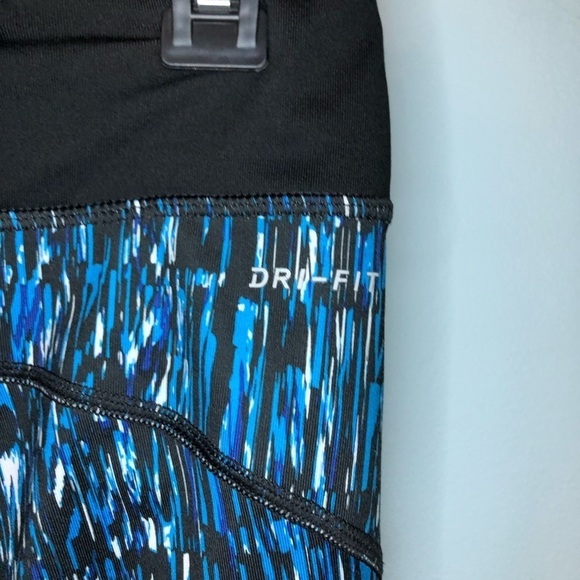 Nike Dri-Fit Running Blue & Black Capris Size Small - Picture 8 of 10